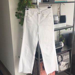 Wide leg white cropped jeans